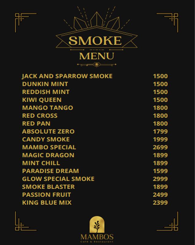 Cafe Mambo’s menu