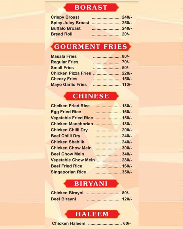 Cafe Mayo menu