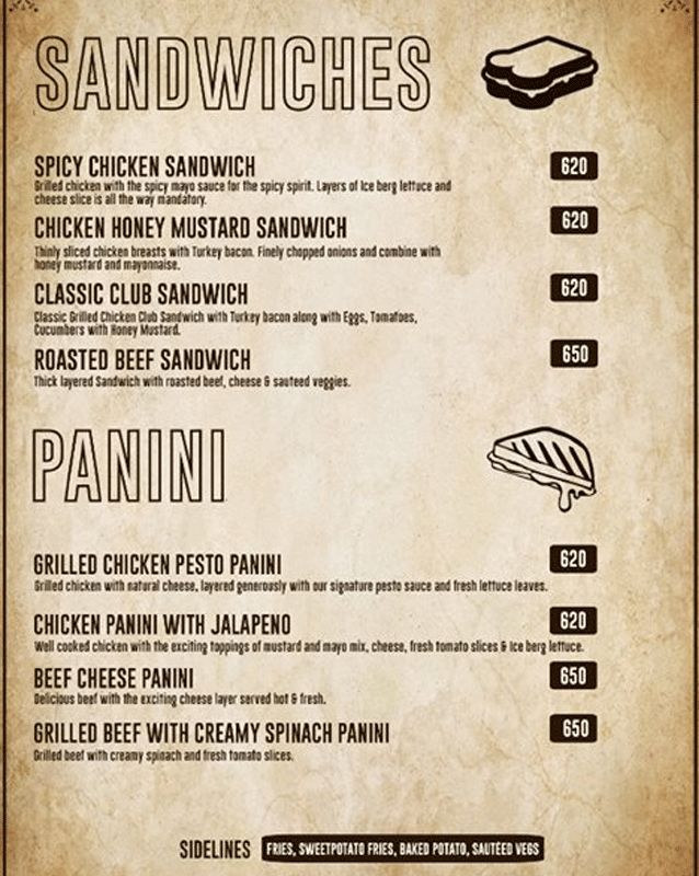 Cafe Pronto menu
