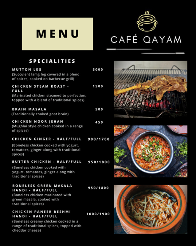 Cafe Qayam menu