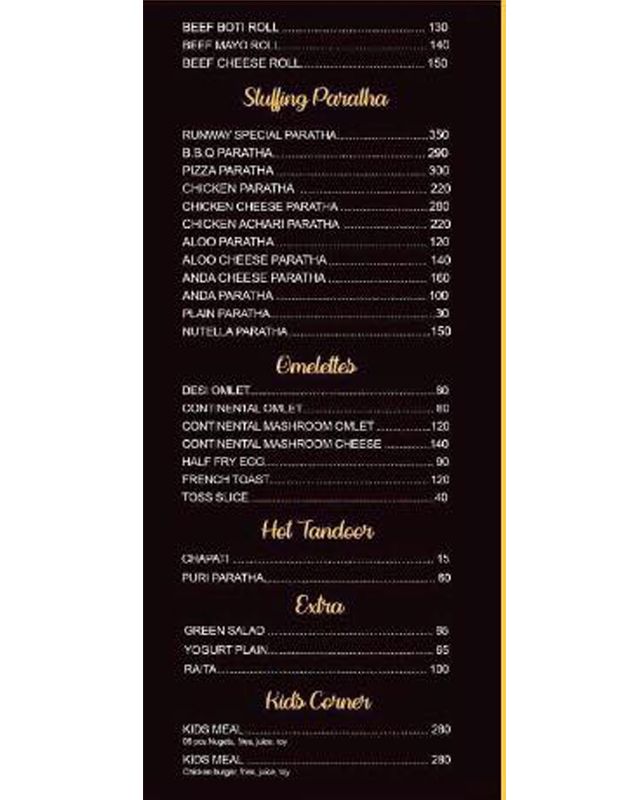 Cafe Runway menu
