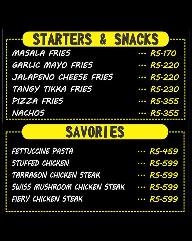 Cafe Serenity menu