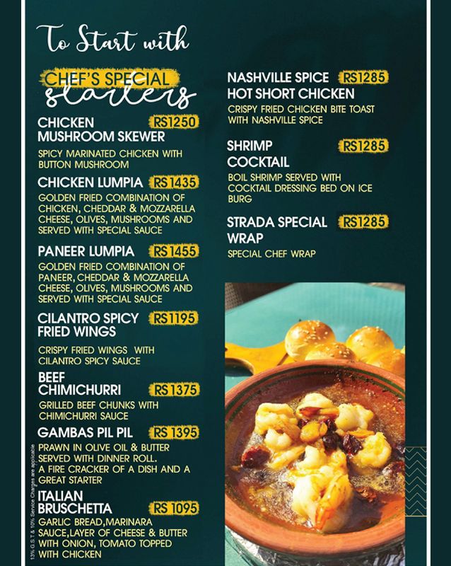 Cafe Strada menu