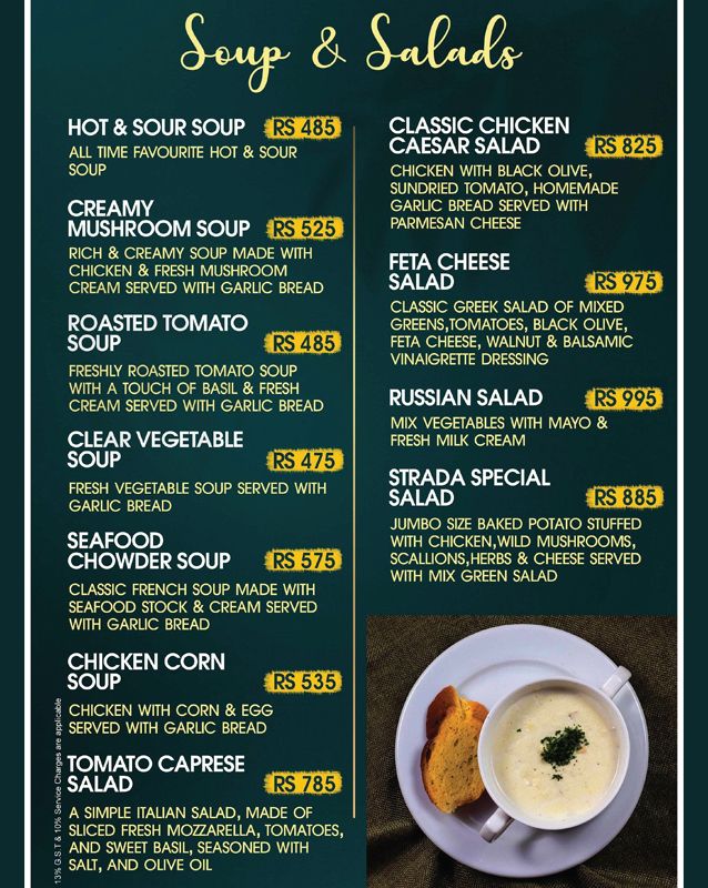 Cafe Strada menu