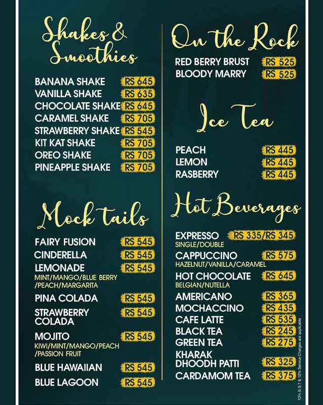 Cafe Strada menu