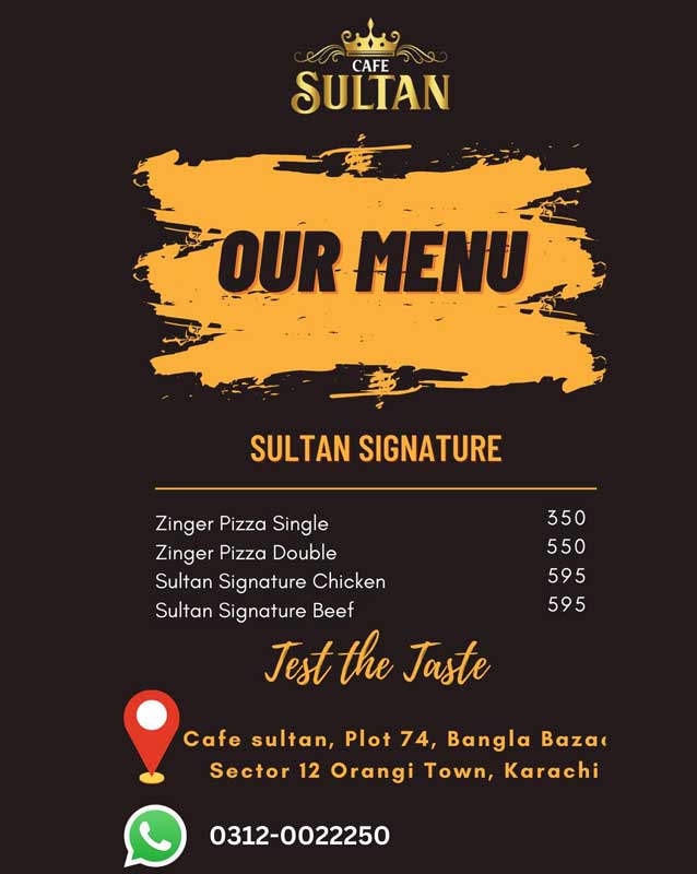 Cafe Sultan menu