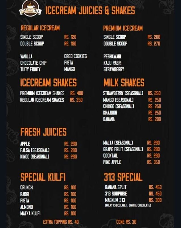 Cafe-313 menu