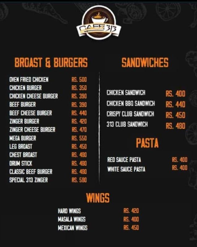Cafe-313 menu