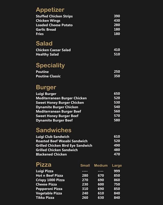 Caffe Luigi menu