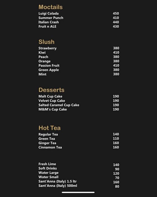 Caffe Luigi menu