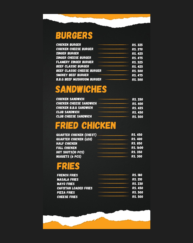 Cafistan Cafe menu
