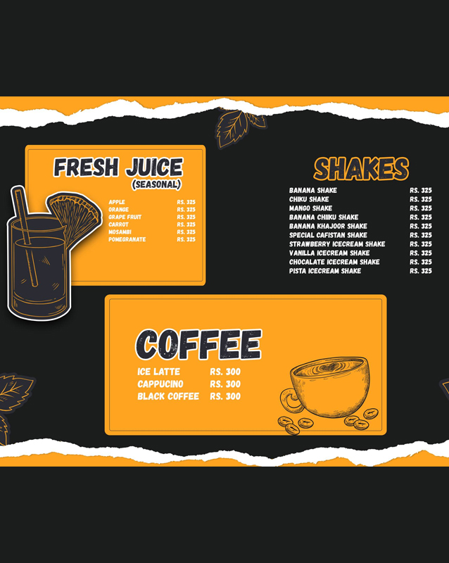 Cafistan Cafe menu