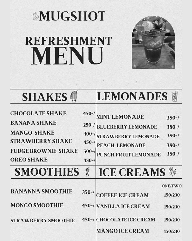 Café Mugshot menu