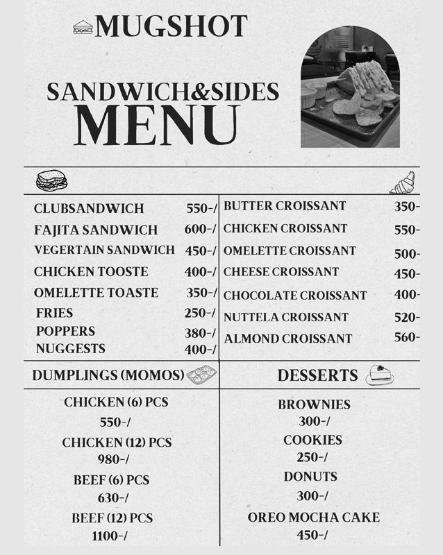 Café Mugshot menu