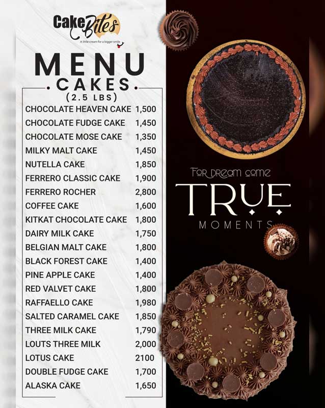Cake Bites menu