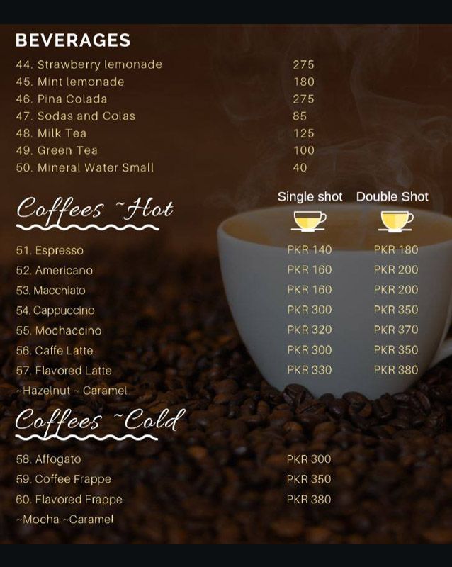Cascade Cafe & Bistro menu