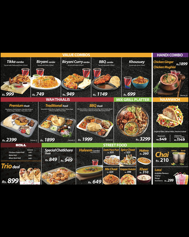 Chachajee menu