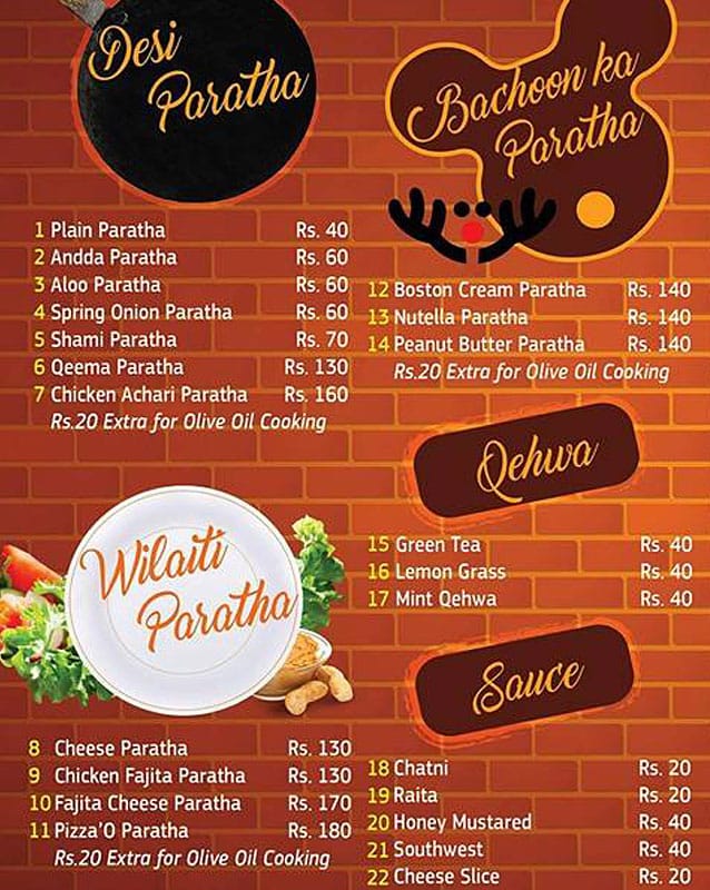 Chachu Chai menu
