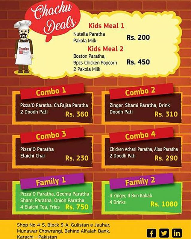 Chachu Chai menu