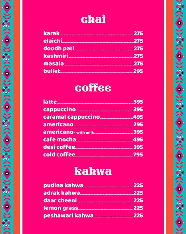 Chai Chatt menu