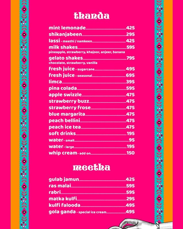 Chai Chatt menu