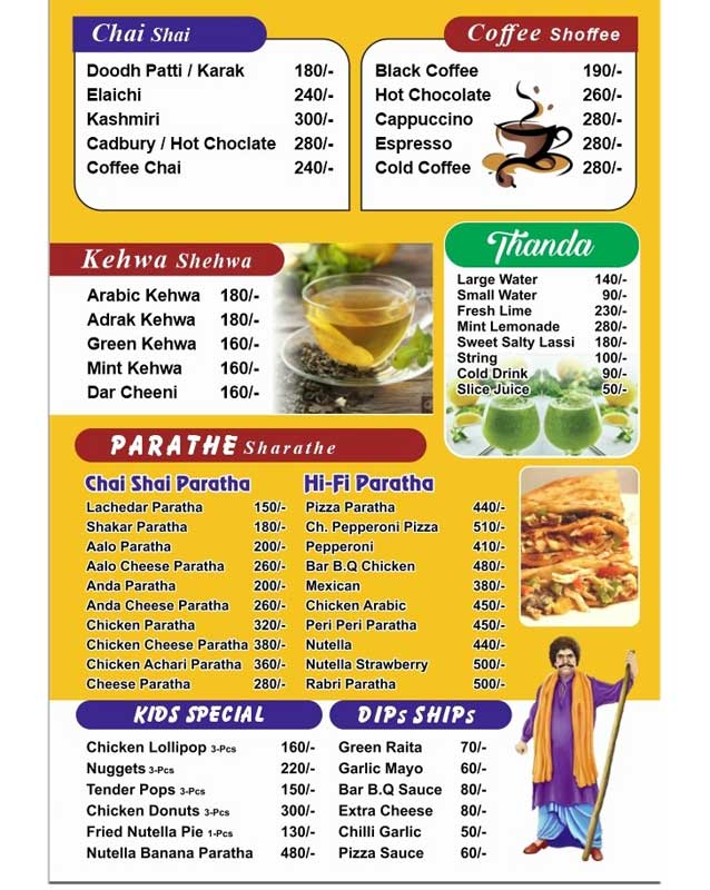Chai Shai menu