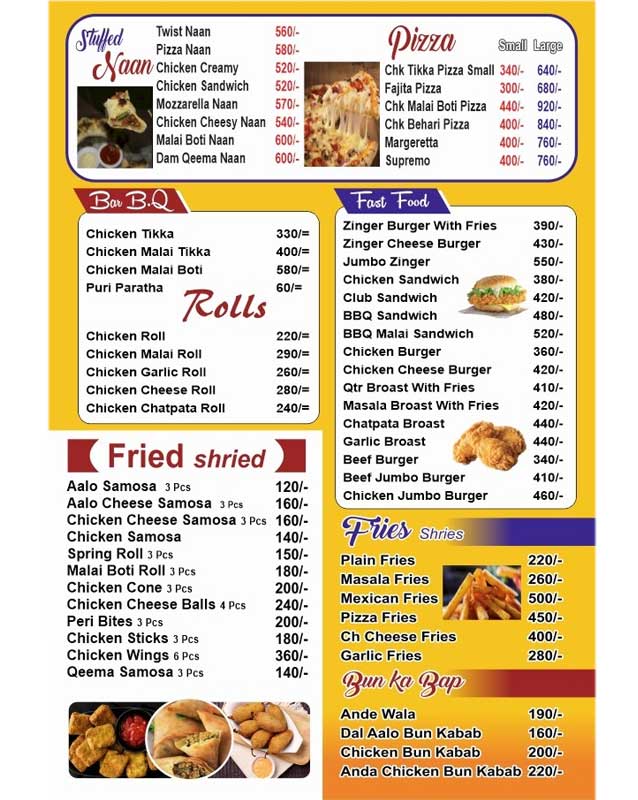 Chai Shai menu