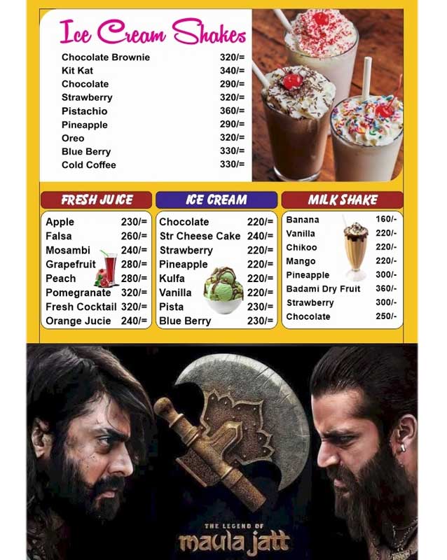 Chai Shai menu