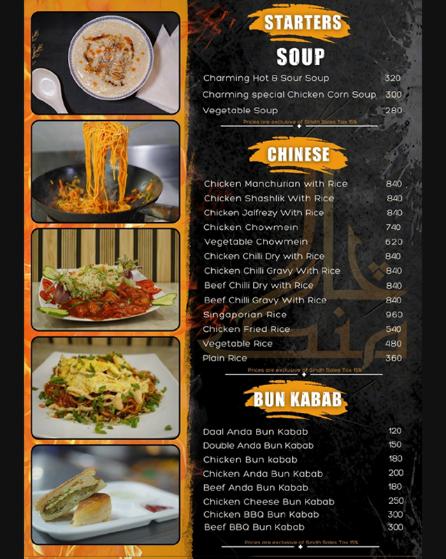 Charming Snack Bar menu
