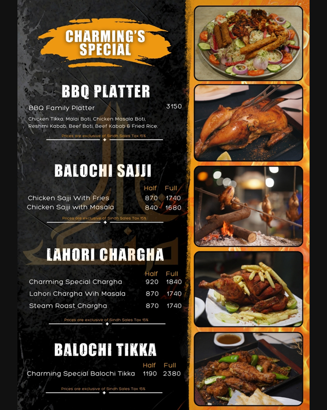 Charming Snack Bar menu