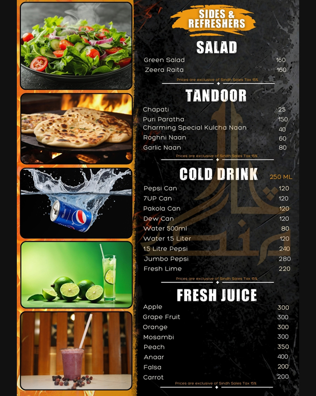 Charming Snack Bar menu