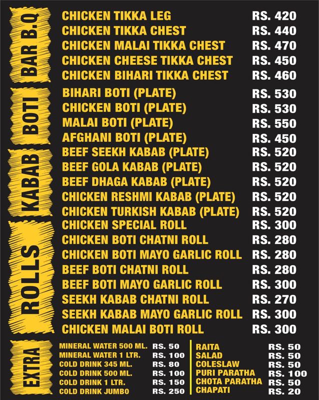 Chaskaaya  menu