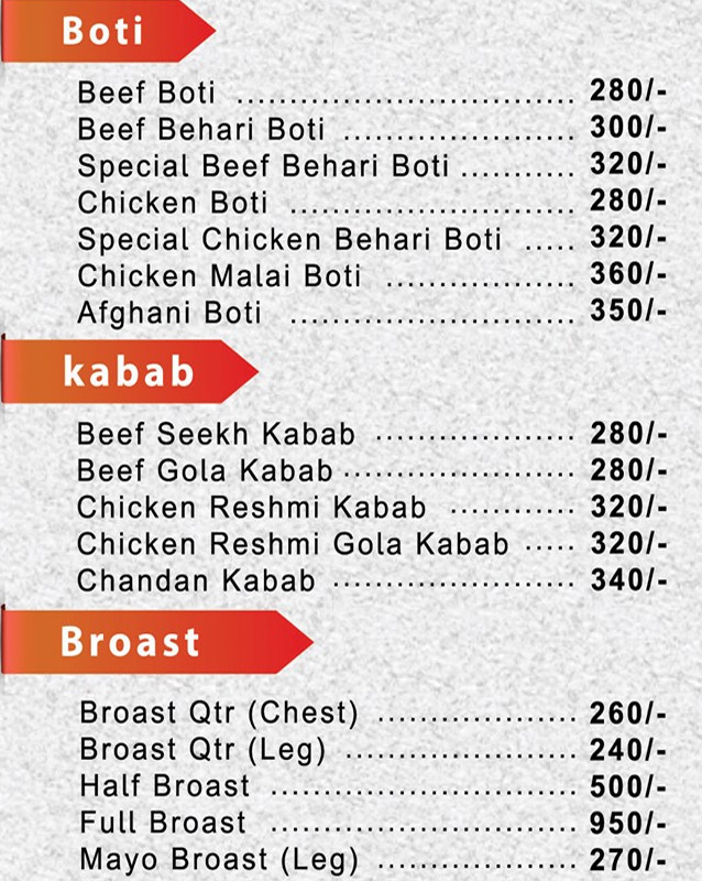 Chatkazz Foods menu