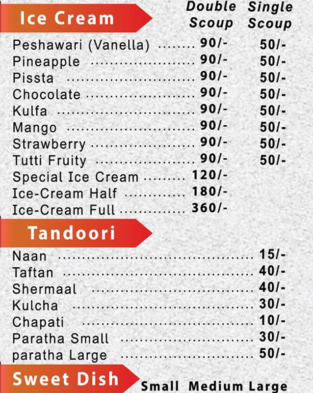 Chatkazz Foods menu