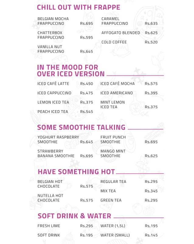 Chatterbox Cafe menu