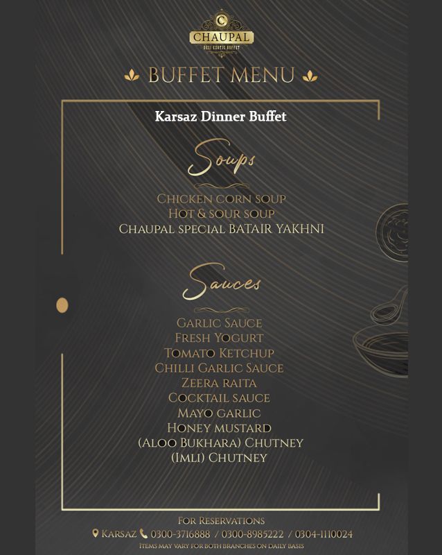 Chaupal Desi Exotic Buffet menu