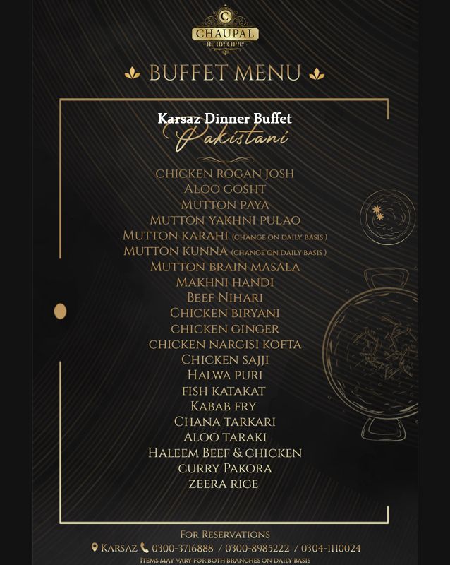 Chaupal Desi Exotic Buffet menu