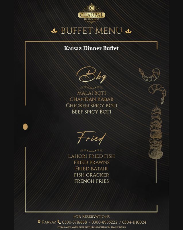 Chaupal Desi Exotic Buffet menu