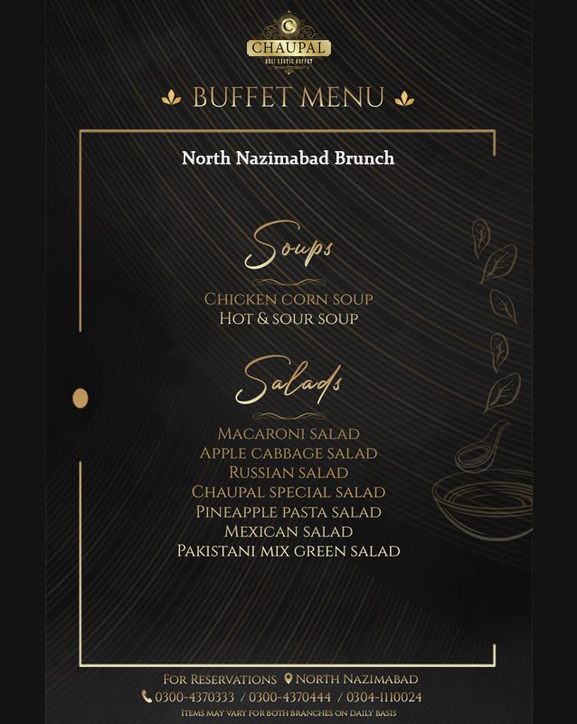 Chaupal Desi Exotic Buffet menu