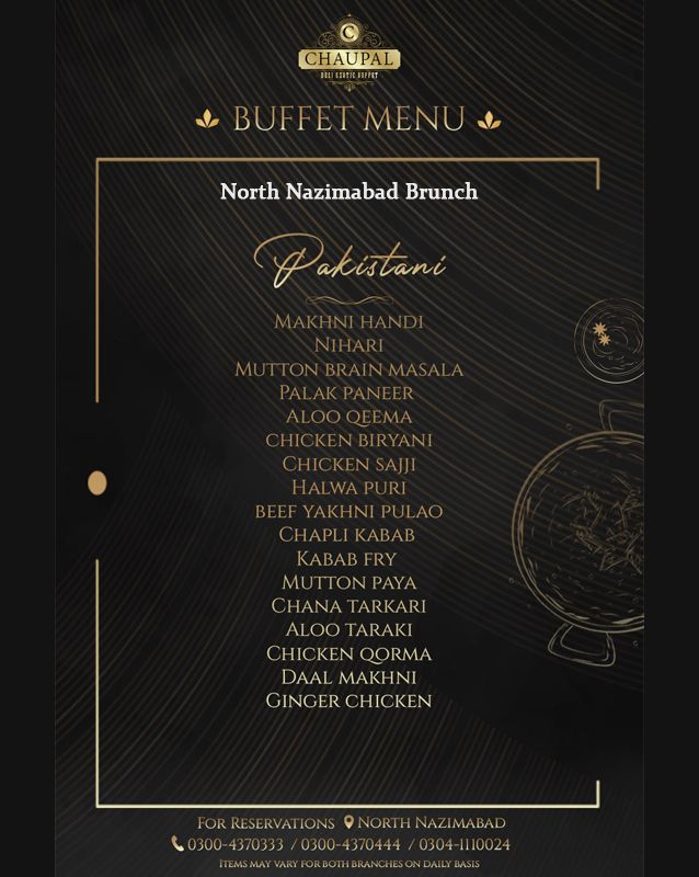 Chaupal Desi Exotic Buffet menu