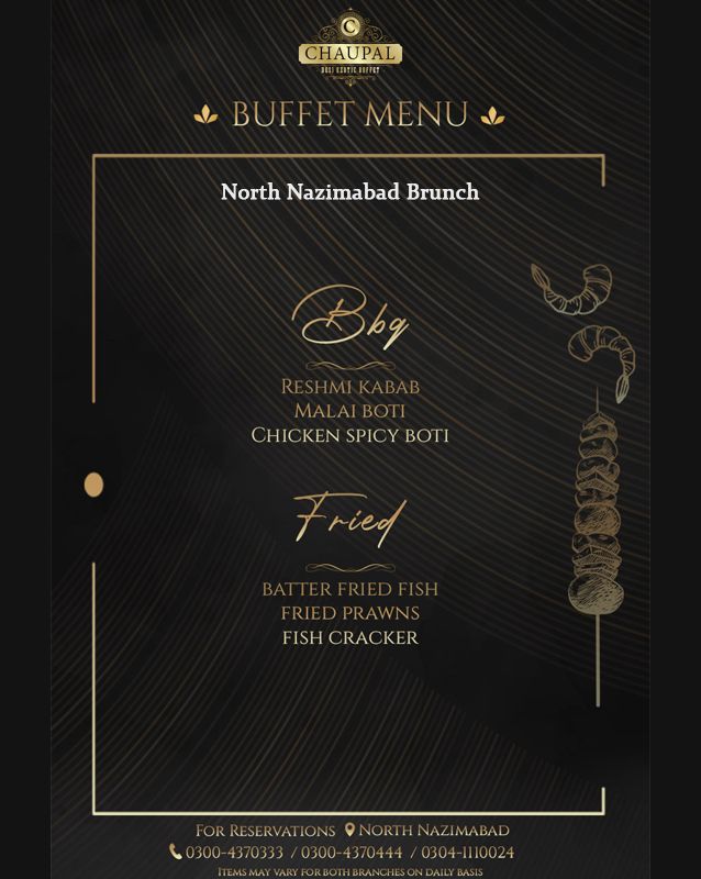 Chaupal Desi Exotic Buffet menu