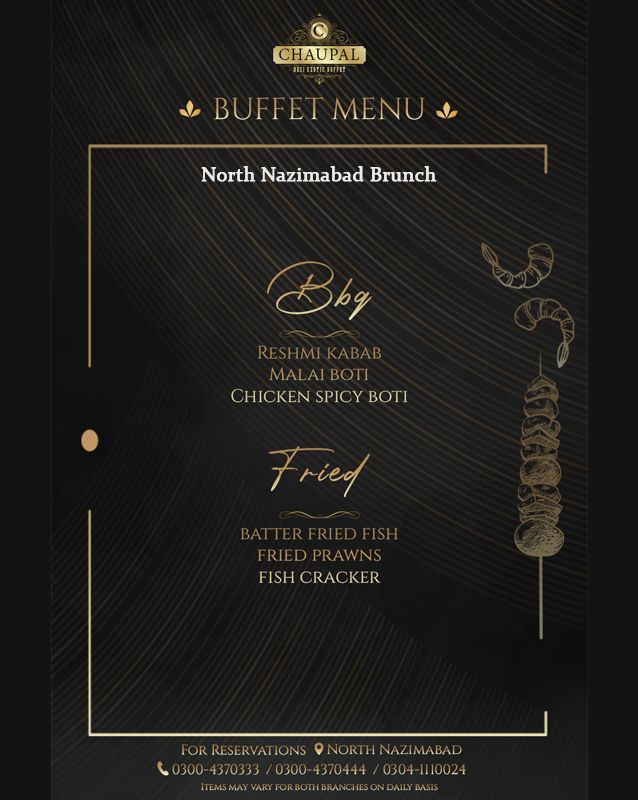 Chaupal Desi Exotic Buffet menu