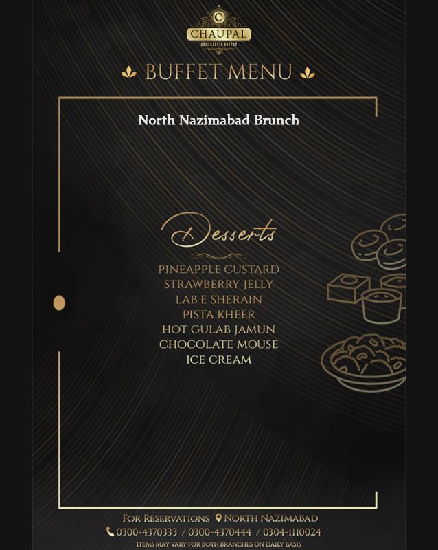 Chaupal Desi Exotic Buffet menu