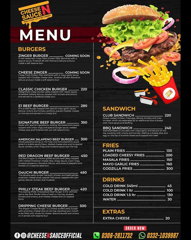 Cheese N Sauce menu