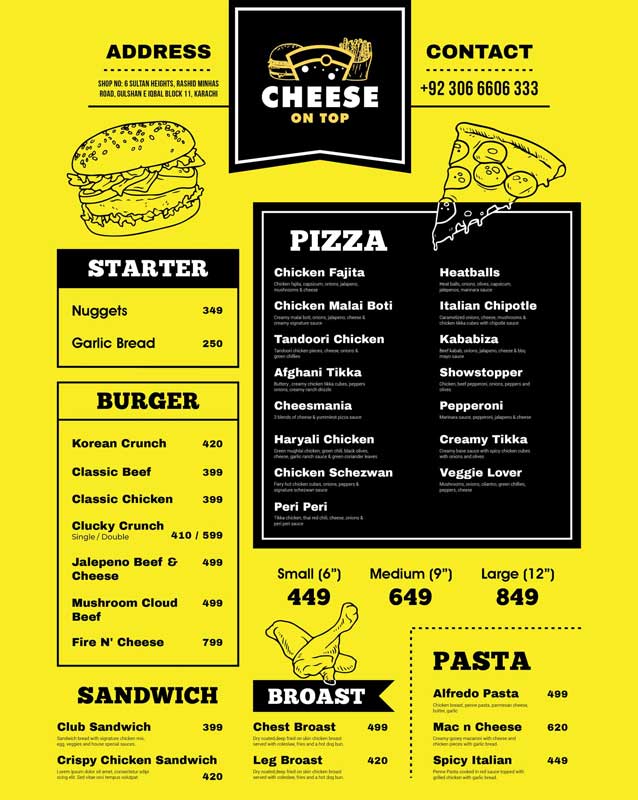 Cheese On Top menu