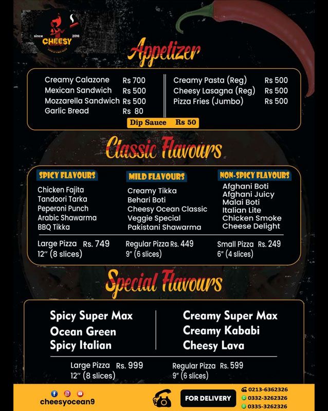 Cheesy Ocean menu