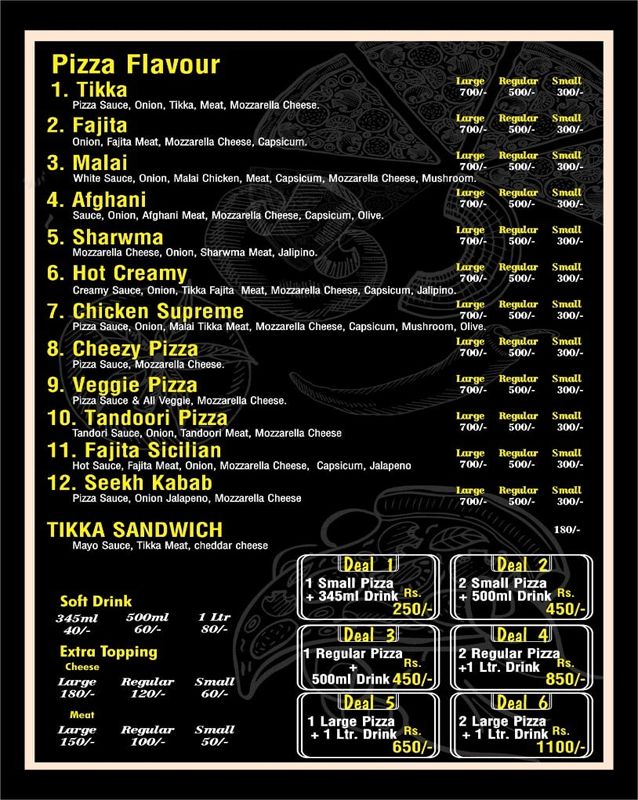 Cheesy Pizza menu