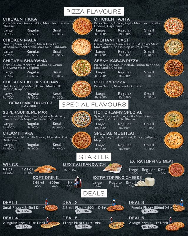 Cheesy Pizza menu