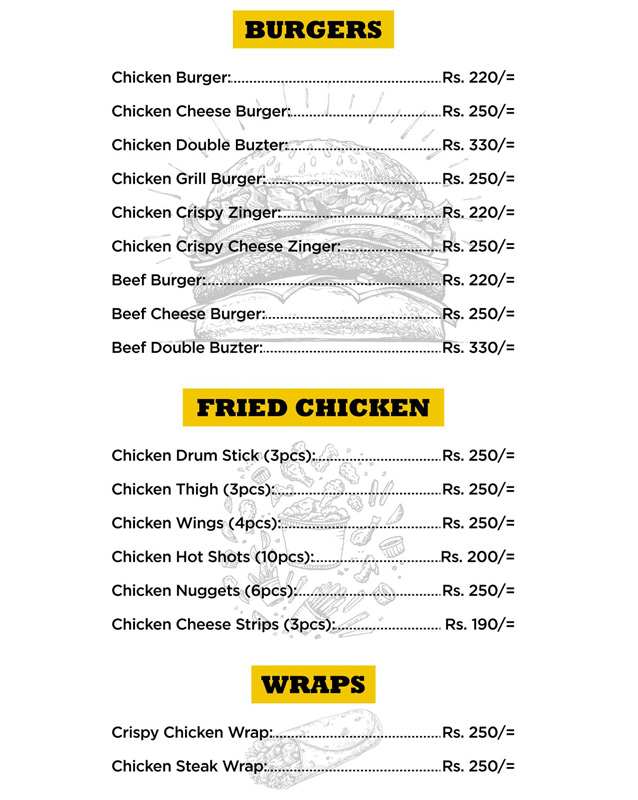 Cheeze Buzterz menu
