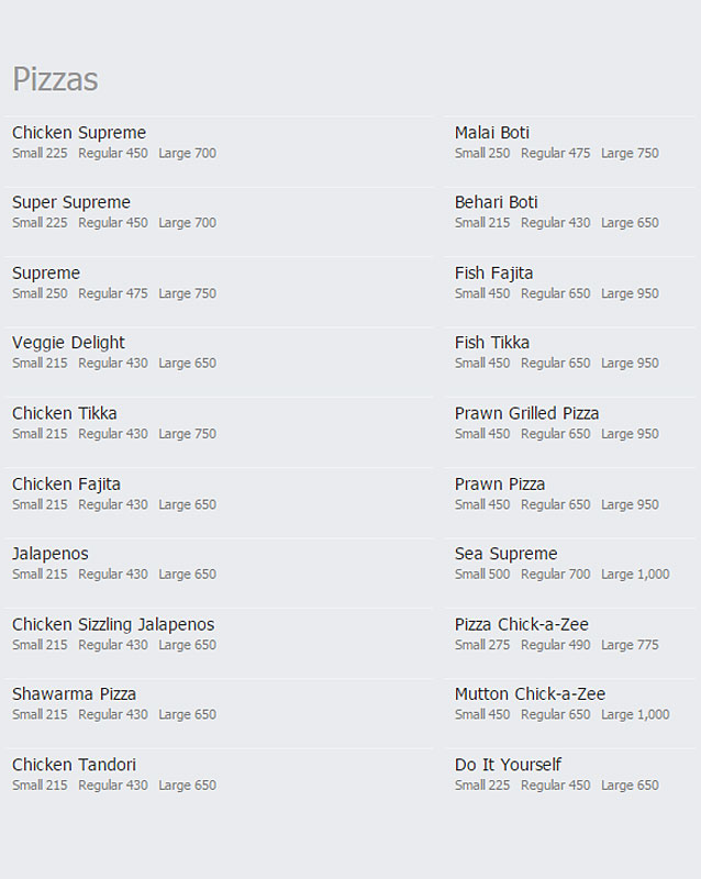 Chick-a-Zee menu